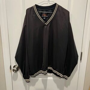 Sun Mountain Ladies Women Windbreaker Pullover Striped V-Neck Black Size L